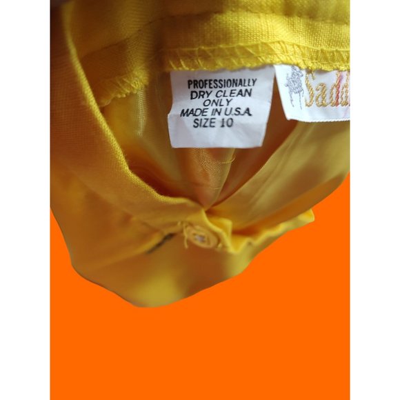 1980's Golden Yellow Saddlebred Linen Skirt Suit - Picture 2 of 16